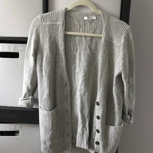 Madewell Light Gray Waffle Button-Down Cardigan